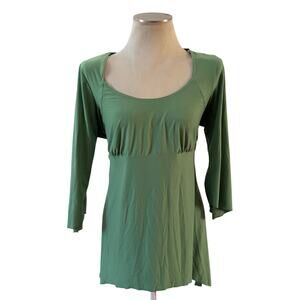 Vtg Y2K 2000s Green Babydoll Blouse Plus Size 2X Forest Fairy Artsy Stretch